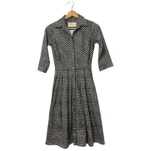 Samantha Sung Audrey Dress Mixed Print Houndstooth size 0 Fall dress